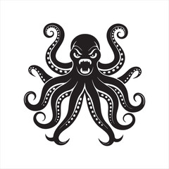 octopus vector silhouette sketch art logo idea illustration