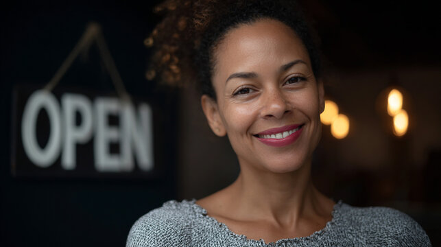 Open sign in a small business shop.