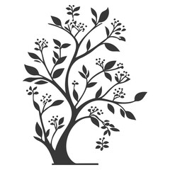 blossom flower illustration grey