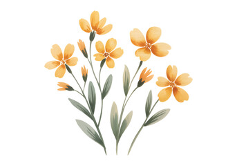 Hand paint pastel yellow blossoms with foliage collection.