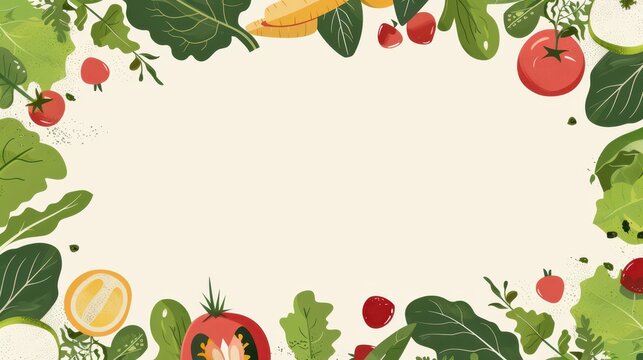 Celebrate world vegan day with fresh vegetables and leafy greens for a healthy lifestyle. Flat illustartion. Horizontal banner. Copy space. Healthy Food. World Vegetarian Day