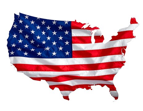 US map with waving flag