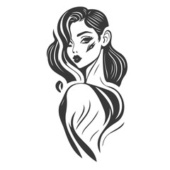 beauty girl illustration grey