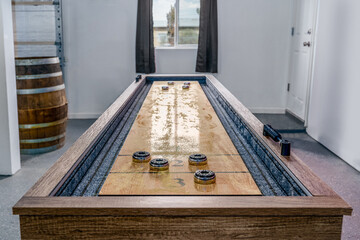 Shuffleboard table in home perspective view