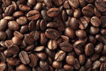 Fototapeta premium Close-up view of many coffee beans