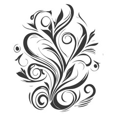 royal swirls flower illustration grey