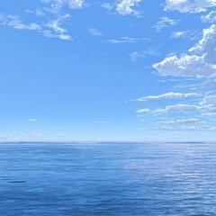 Obraz premium Wide expanse of a cerulean sky meeting a calm, azure sea