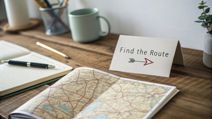 Explore the Journey with a Map and a Find the Route Signage