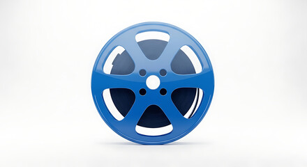 Fototapeta premium Stock photo of blue film reel for movie production and cinematic entertainment