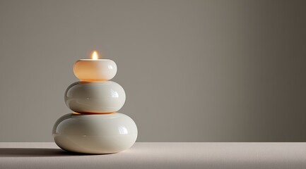Cream-colored candleholder stack, minimalist design