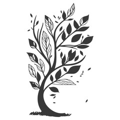 tree half spring autumn floral illustration grey