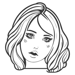 beauty girl illustration grey