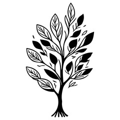 tree half spring autumn floral illustration sketch hand draw