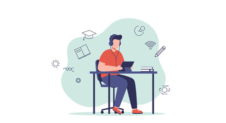 Student studying online