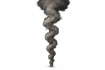 Smoke plume: A visually striking plume of smoke rises elegantly, its grayscale swirls suggesting both the raw power and ethereal beauty of uncontrolled release, forming a captivating visual effect.