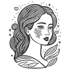 beautiful young woman history month day illustration grey