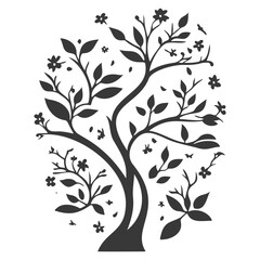 blossom flower illustration grey