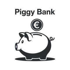 Piggy Bank Euro Coin Vector Icon Savings Investment Concept Financial Growth Illustration Money Accumulation Design