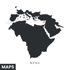 Obraz premium Detailed Vector Map of the Middle East and North Africa (MENA) Region, a Comprehensive Geographical Outline
