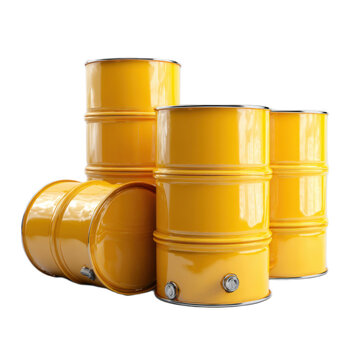 Yellow oil barrel isolated on white