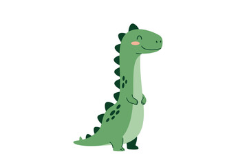 Obraz premium Adorable friendly green dinosaur standing upright looking happy and cute