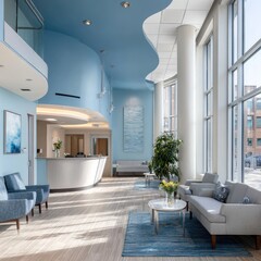 Modern, bright medical waiting room