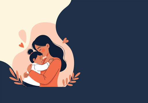 Naklejki A tender embrace of motherly love and protection for her precious child