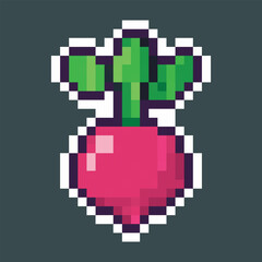 radish vegetable in pixel art style