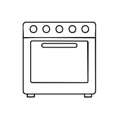 A detailed illustration of an oven featuring a simple, clean design, ideal for culinary and kitchen-related visuals. The oven includes burner elements