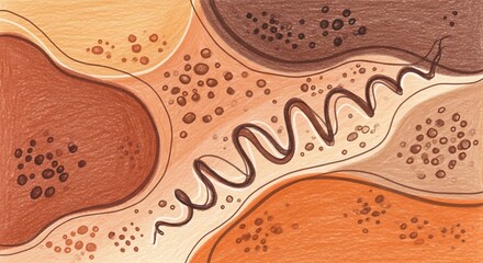 Abstract Illustration of DNA Strand in Cellular Environment.