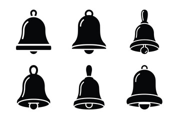 Christmas bell vector icon set black color and white background