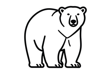 Polar bear vector line art icon, black color and white background