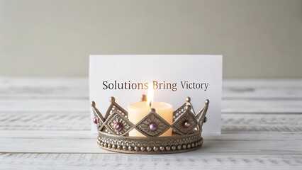 Elegant Crown with Candle Symbolizing Triumph and Inspiration