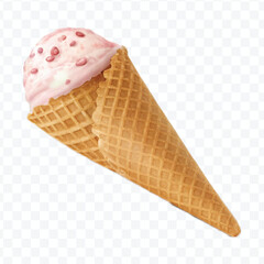 realistic 3d Ice cream cone in different style isolated on transparent background	
