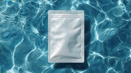 Mockup of a Blank Face Mask Pouch Floating in Water with Ripples