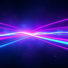 Obraz premium Futuristic Neon Light Trails Background–Abstract Digital Glow in Blue and Pink Colors