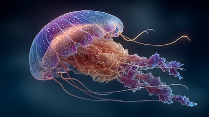 Elegant neon jellyfish floating gracefully in water high resolution picture