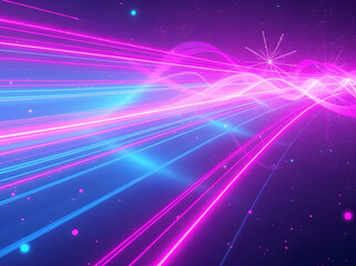 Obraz premium Futuristic Neon Light Trails Background–Abstract Digital Glow in Blue and Pink Colors