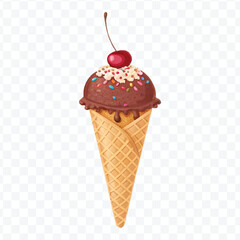 realistic 3d Ice cream cone in different style isolated on transparent background	