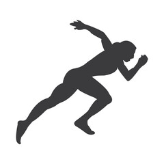Fototapeta premium Silhouette of a Sprinter: A dynamic silhouette captures the powerful form of a sprinter mid-stride, embodying speed, strength, and the thrill of competition.