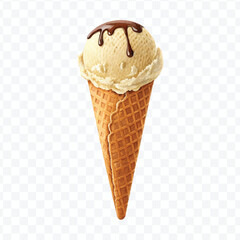 realistic 3d Ice cream cone in different style isolated on transparent background	