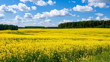 Vast yellow field under a partly cloudy sky (1)
