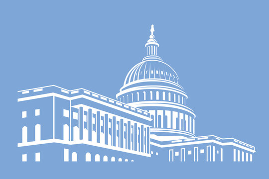 United States Capitol Building Architectural Icon Vector Illustration