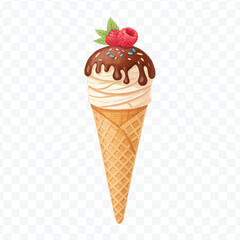 realistic 3d Ice cream cone in different style isolated on transparent background	