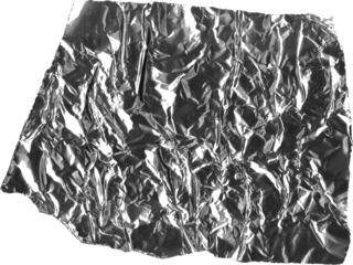 Crinkled aluminum foil texture with reflective highlights, perfect for food packaging, abstract backgrounds, and creative designs