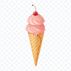 realistic 3d Ice cream cone in different style isolated on transparent background	