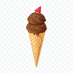 realistic 3d Ice cream cone in different style isolated on transparent background	