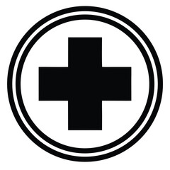 medical cross in circle vector icon