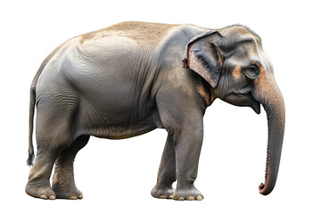 Obraz premium Asian elephant standing on a transparent background, isolated on transparent background