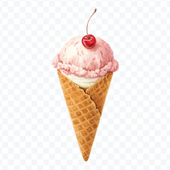 realistic 3d Ice cream cone in different style isolated on transparent background	